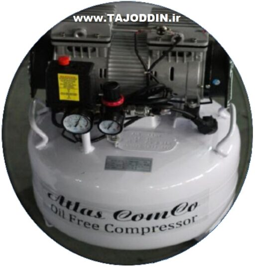 کمپرسور بدون روغن اطلس ATLAS oil free compressor dental دندانپزشکی 30 لیتری عمودی