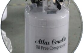 کمپرسور بدون روغن اطلس ATLAS oil free compressor dental دندانپزشکی 80 لیتری عمودی