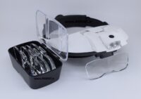 لوپ دندانپزشکی LED Head Mounted Glasses Magnifier with 5 Replaceable Lenses DENTAL ذره بین کلاهی هد لایت