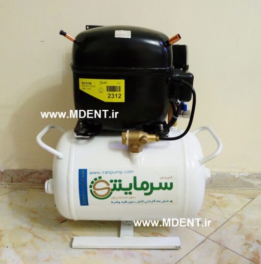 کمپرسور یخچالی سرمایش sarmayesh air pump compressor 10L 0.75HP motor silent مناسب یک یونیت دندانپزشکی