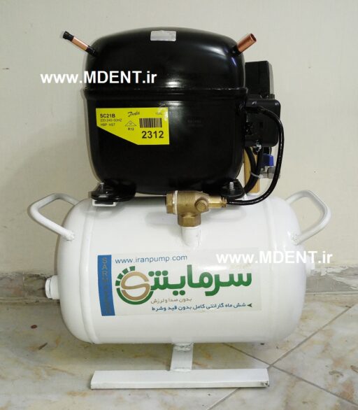 کمپرسور یخچالی سرمایش sarmayesh air pump compressor 10L 0.75HP motor silent مناسب یک یونیت دندانپزشکی