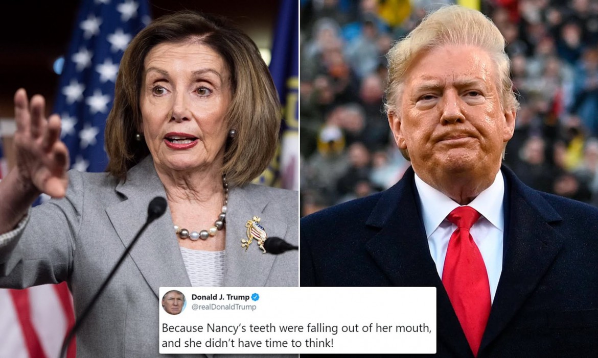 دندان‌های نانسی پلوسی بهانه حمله رسانه‌ها به ترامپ!